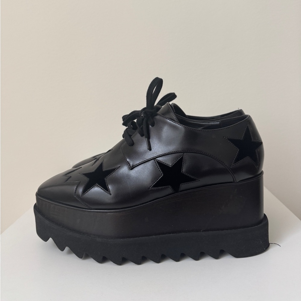 [LIKE NEW] Stella McCartney Elyse Black Vegan Leather Platform Shoes - 37 (US 7)